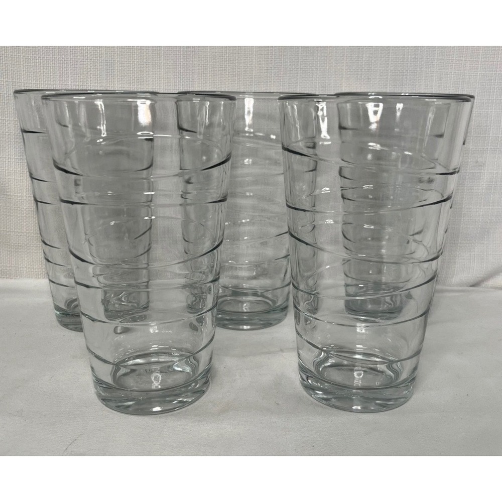 Anchor Hocking Spiral Swirl Clear Glass Tumblers Set of 5 USA Made